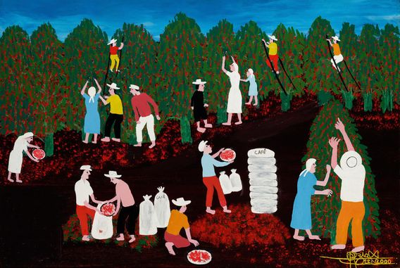 Colheita de café, 2000, Odotores Ricardo Ozias, Óleo s/ Eucatex