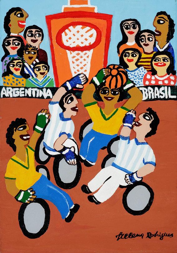 Basquete paralímpico, 2016, Helena C. Rodrigues, Acrílica s/ Eucatex