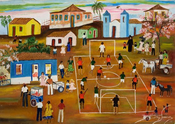 Futebol no arraiá, 1998, Dag França, Óleo s/ tela e Eucatex